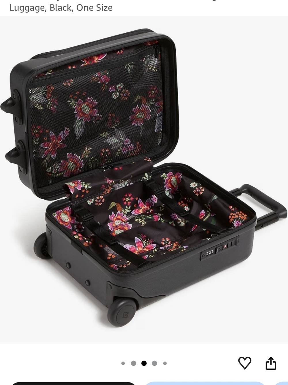 Floral-Print Black Carry-On Luggage -